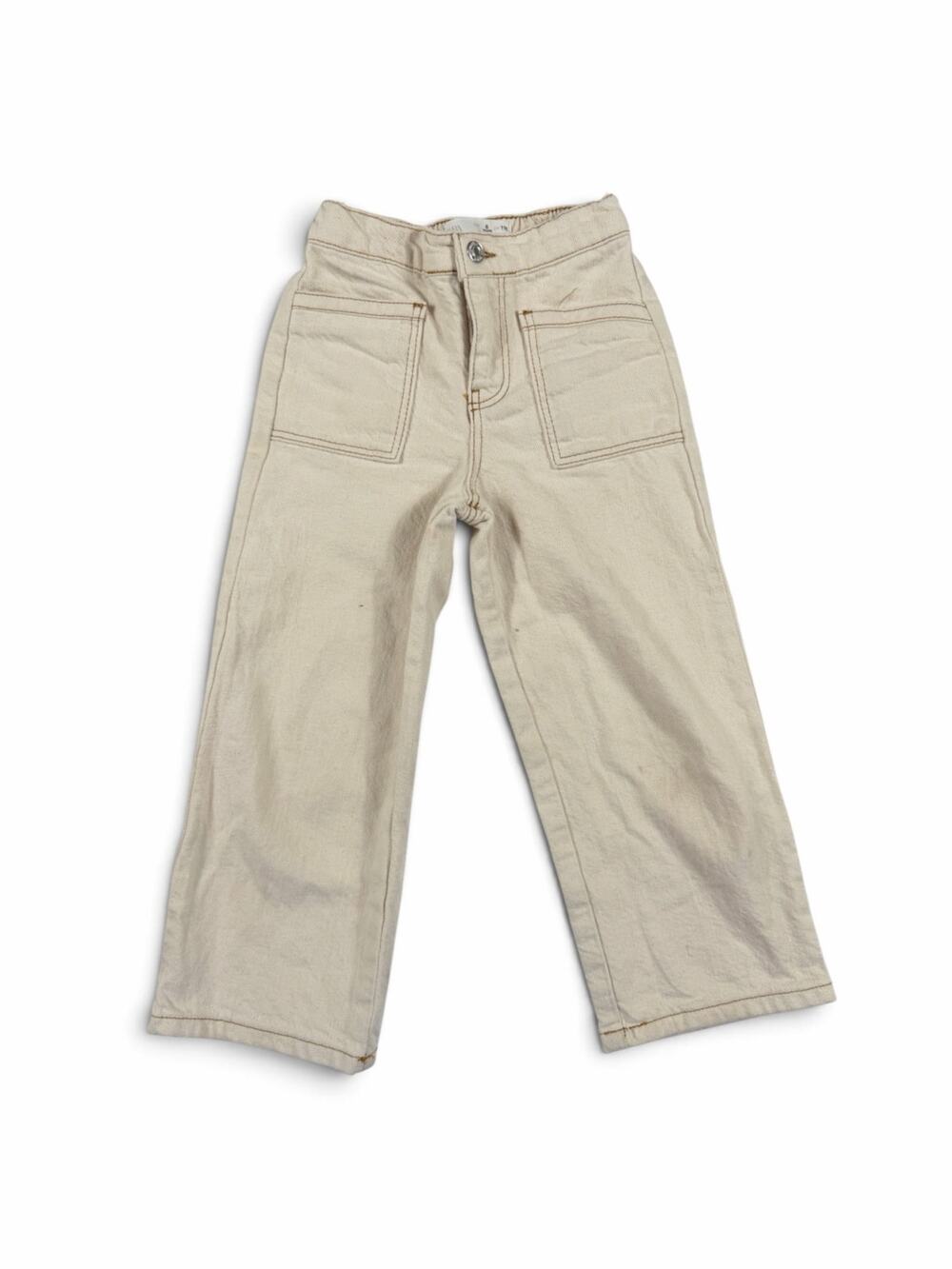 Zara Kids Wide Leg Cotton Pants Cream Size 6 Girls